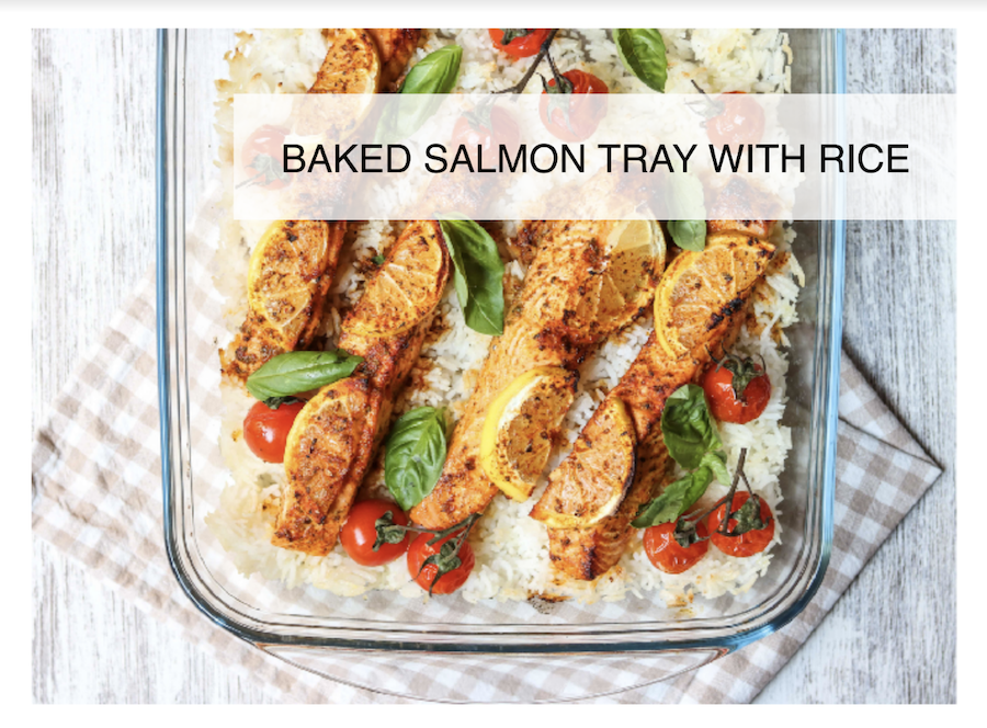 Baked Salmon Tray With Rice