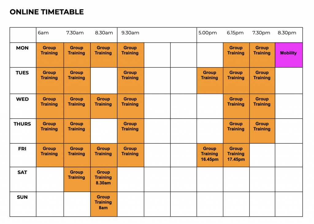 Online timetable