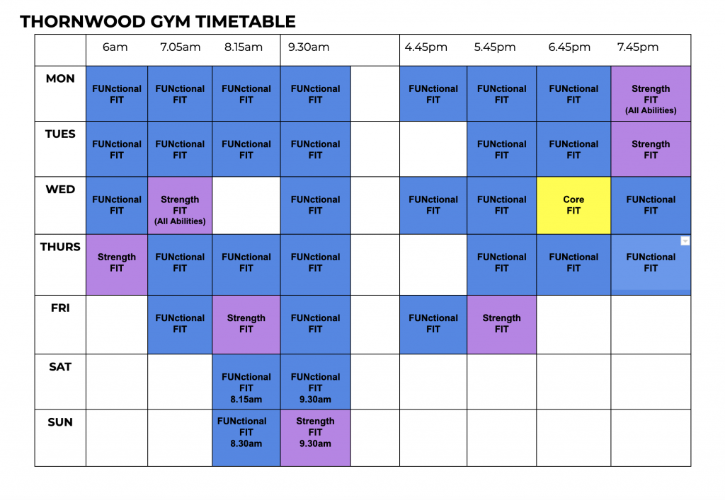AbFabFit Club - Thornwood Epping Timetable