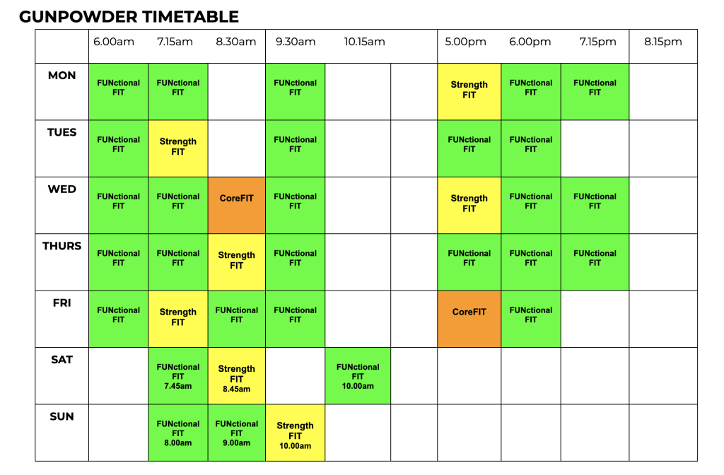 AbFabFit Club - Class Timetable - Waltham Abbey