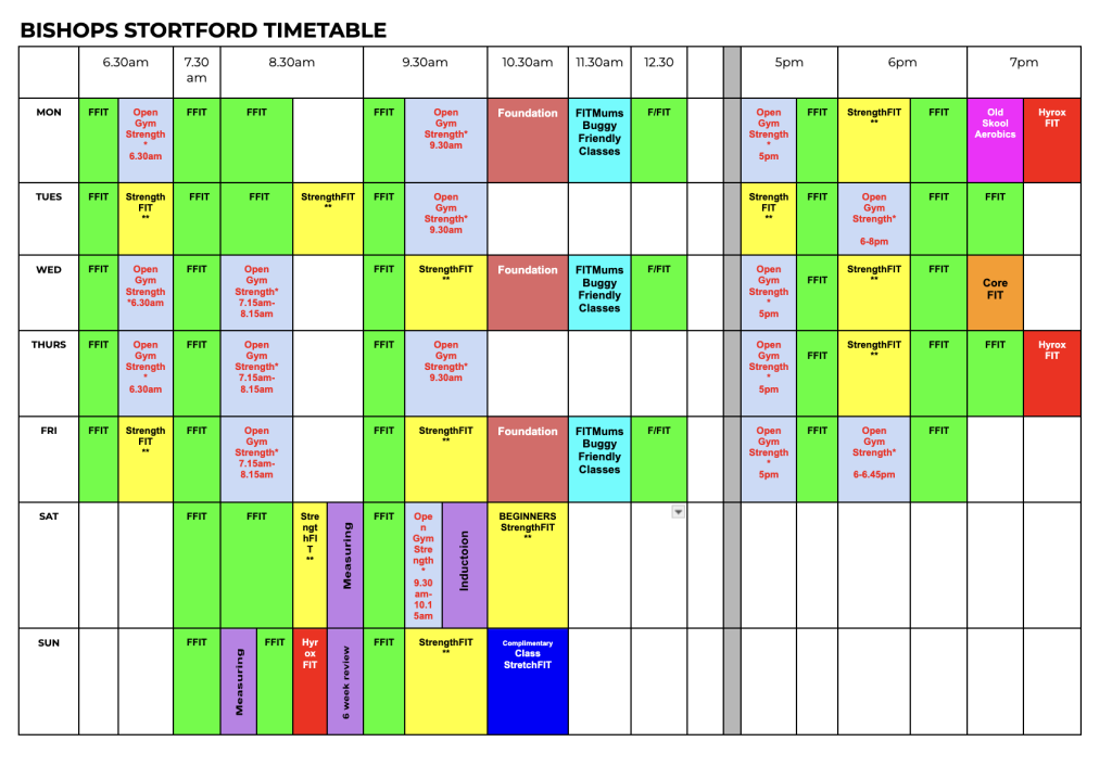 AbFabFit Club - Class Timetable - Bishops StortfordAbFabFit Club - Class Timetable - Bishops Stortford